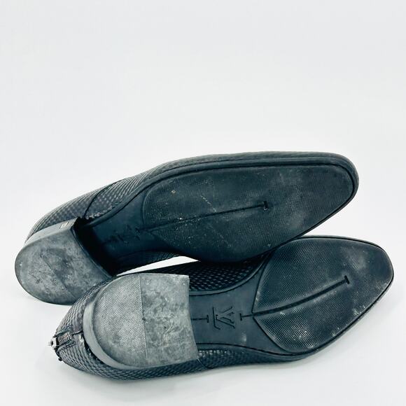 Y2K Louis Vuitton Black Embossed Checkerboard Leather Lace-Up ZIp Heel Shoes - Picture 8 of 9